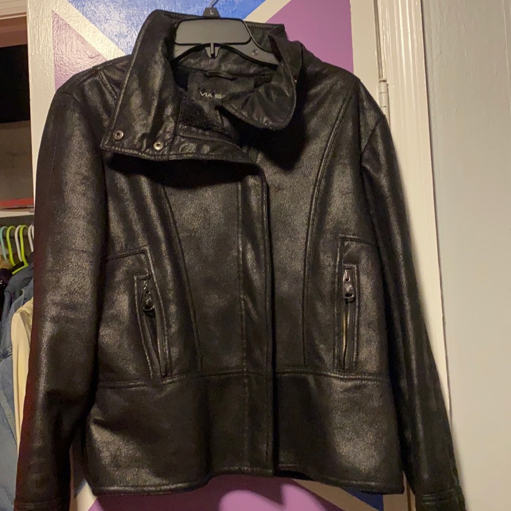 Black suede biker jacket size XL